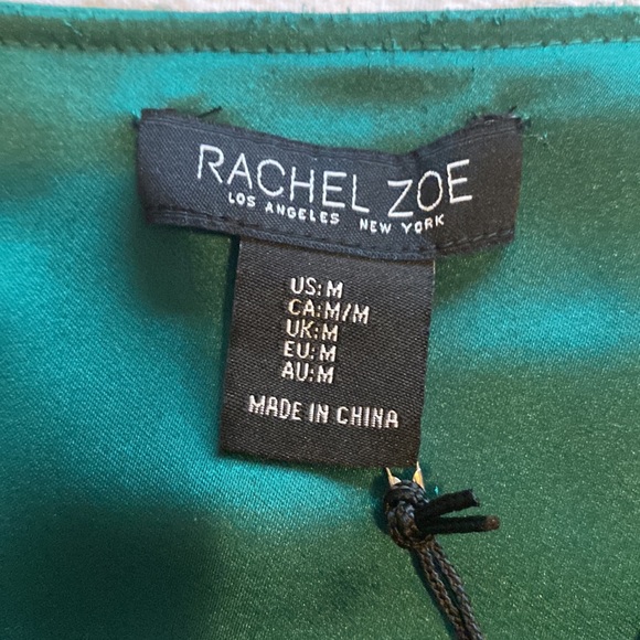 Rachel Zoe long sleeved green satin blouse with v neck. Blouson sleeves. Med💚💚 - Picture 14 of 17